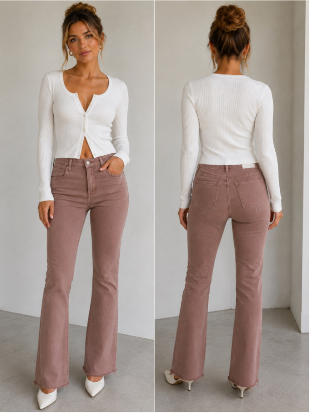 L’AGENCE Ruth Jeans Womens 30 Sepia High Rise Straight Leg Raw Hem Stretch